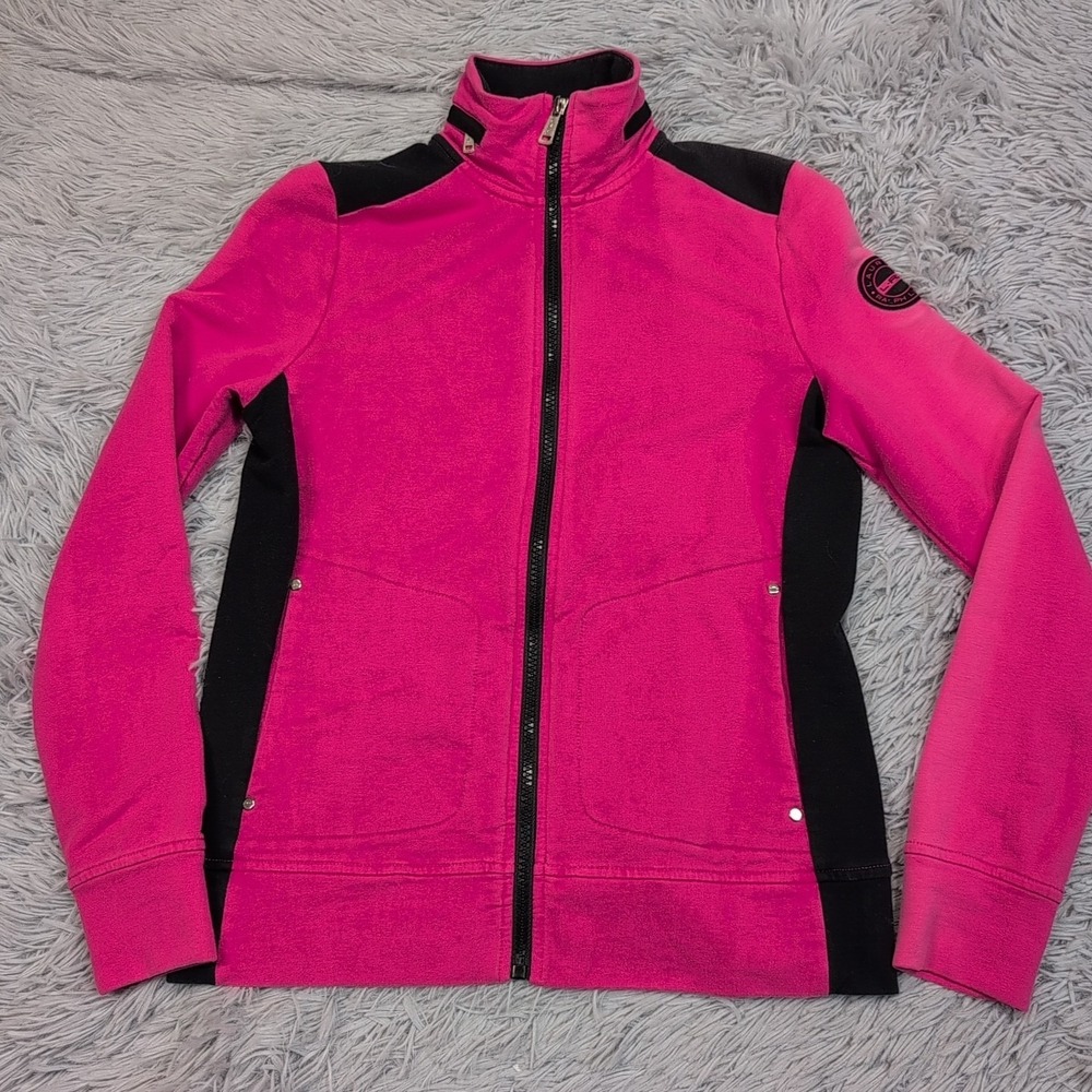 Lauren Ralph Lauren Sweatshirt‎ Womens XS Petite Pink Pockets Zip Up Athletic